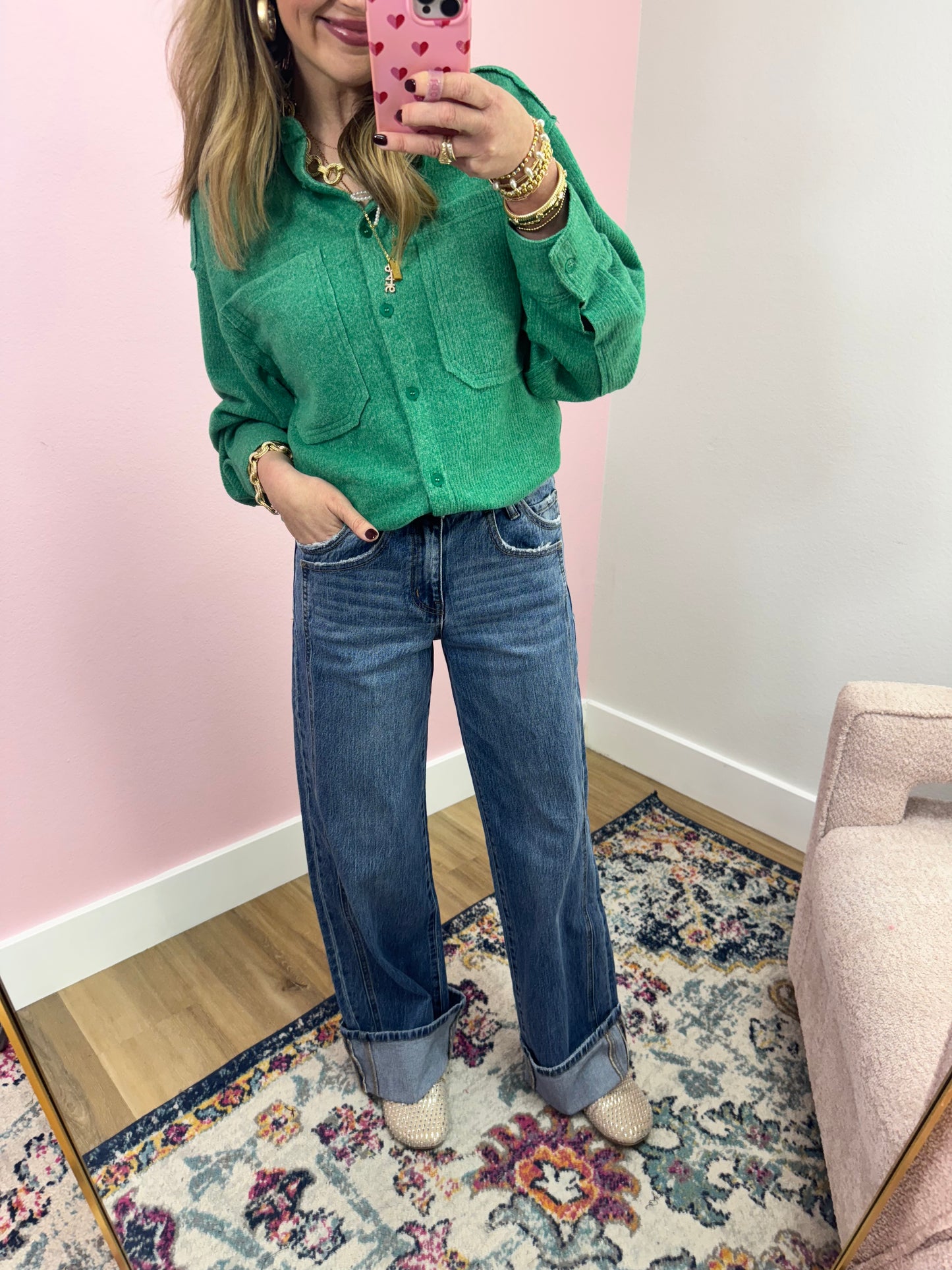 Vervet High Rise Cuffed Panel Baggy Wide Leg Jeans