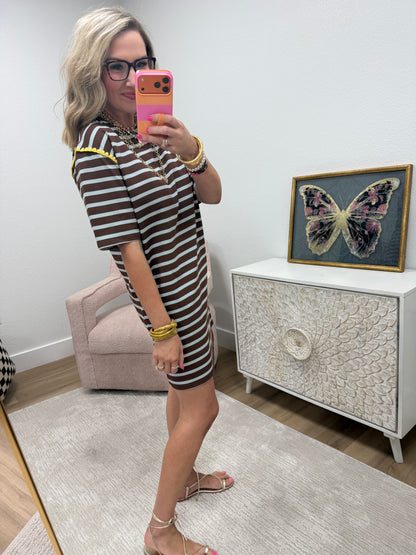 Mocha Blue Striped Dress