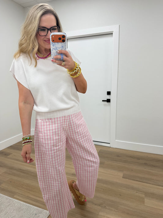 White Round Neck Dolman Sleeve Top