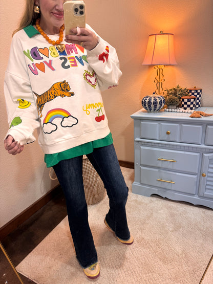 Kelly Green Collared Smocked Sleeve Top