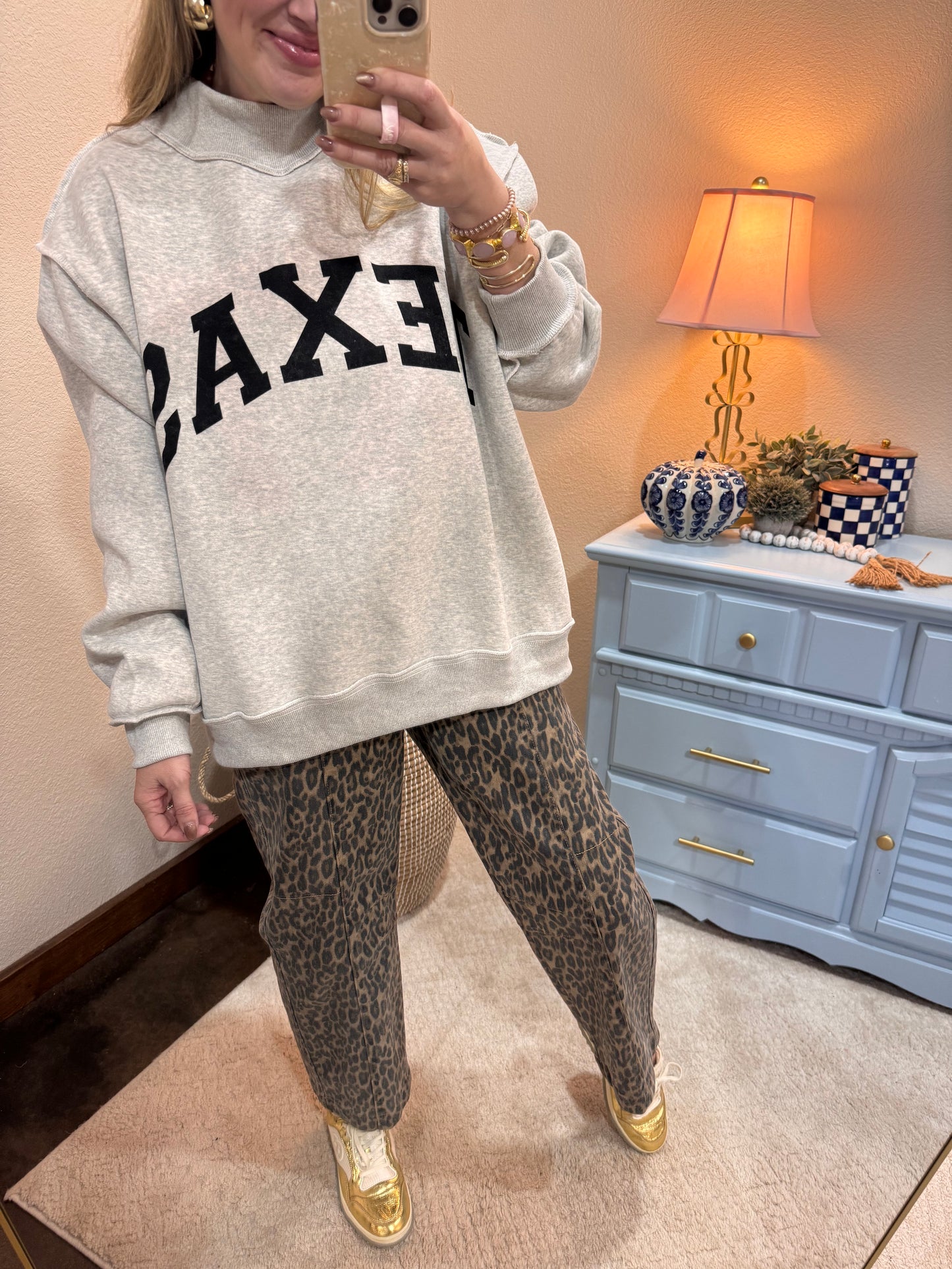 TX & TEXAS Reversible Mock Neck Pullover