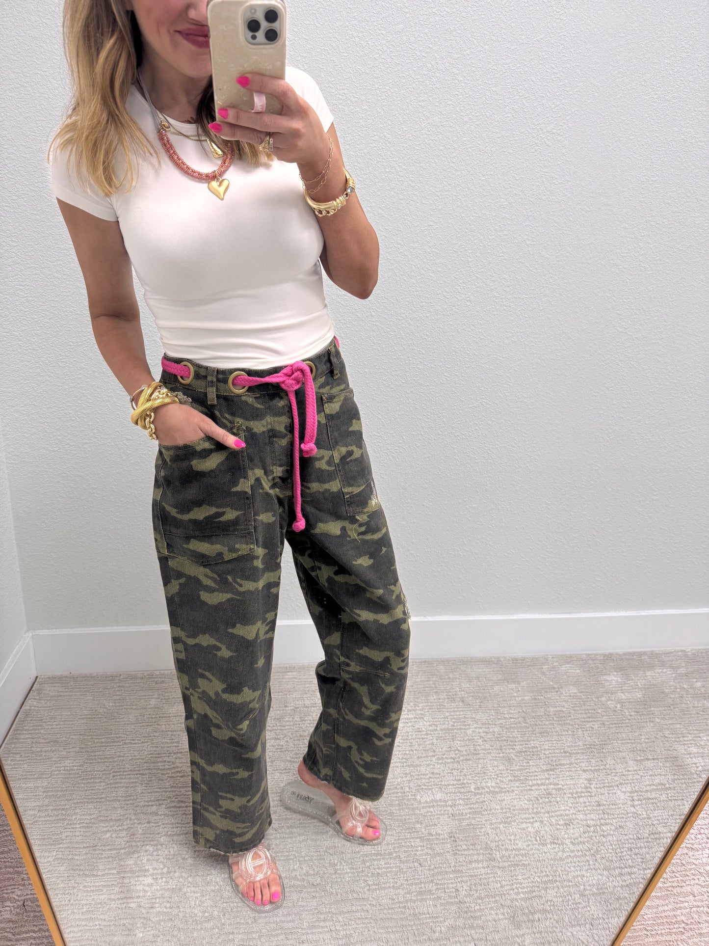 Camo Braided Waist Belt Pants