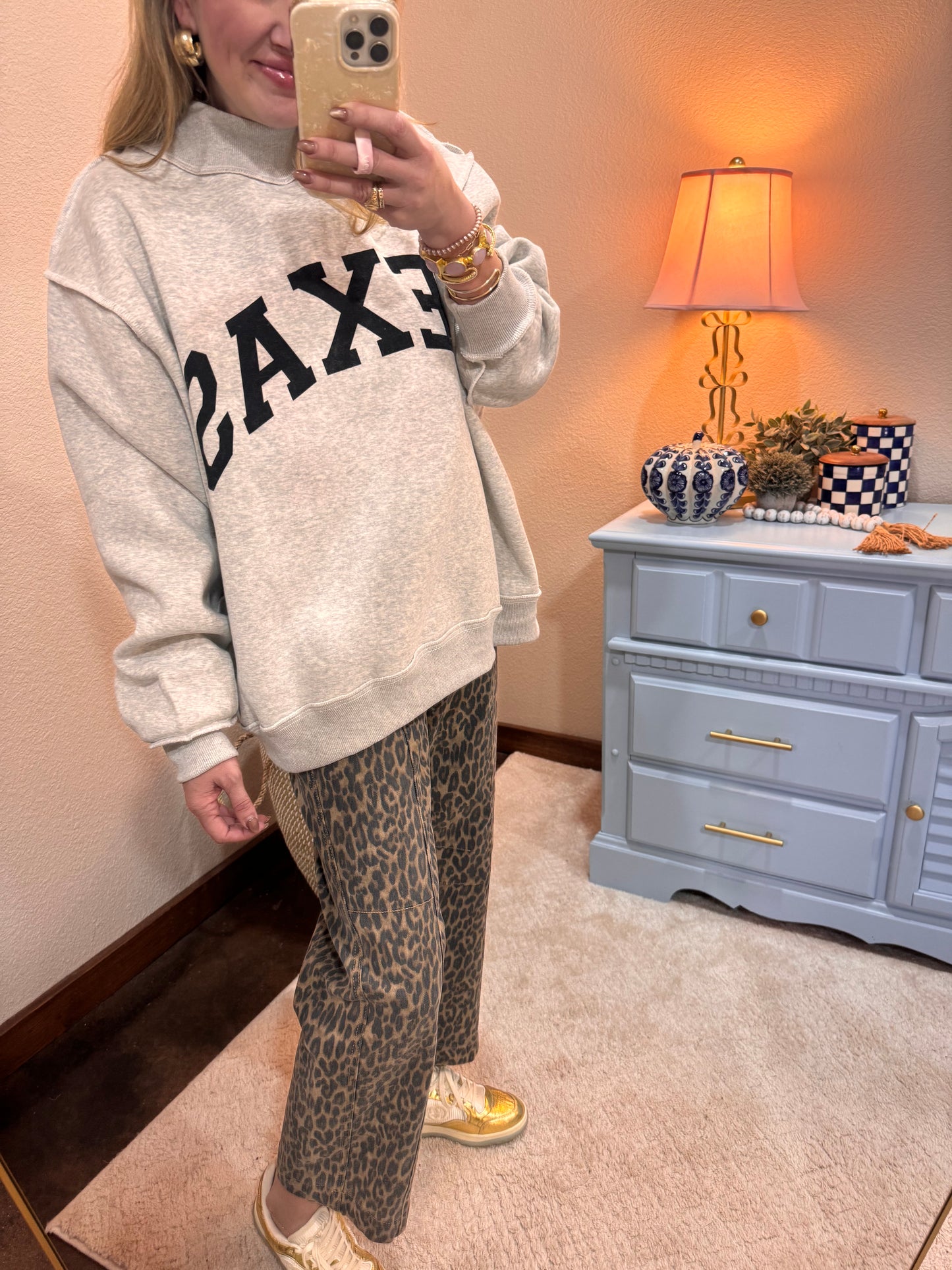 TX & TEXAS Reversible Mock Neck Pullover