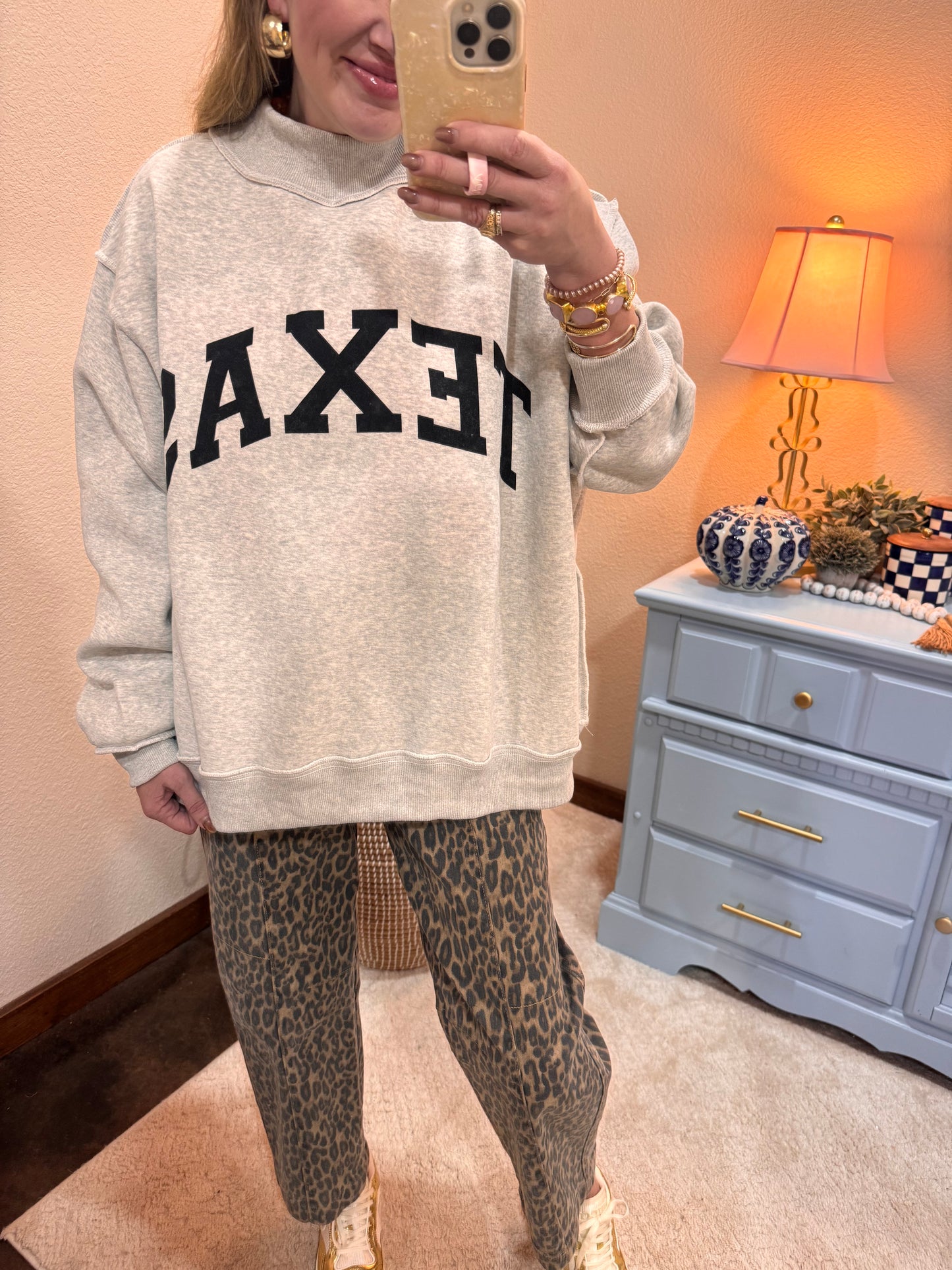 TX & TEXAS Reversible Mock Neck Pullover