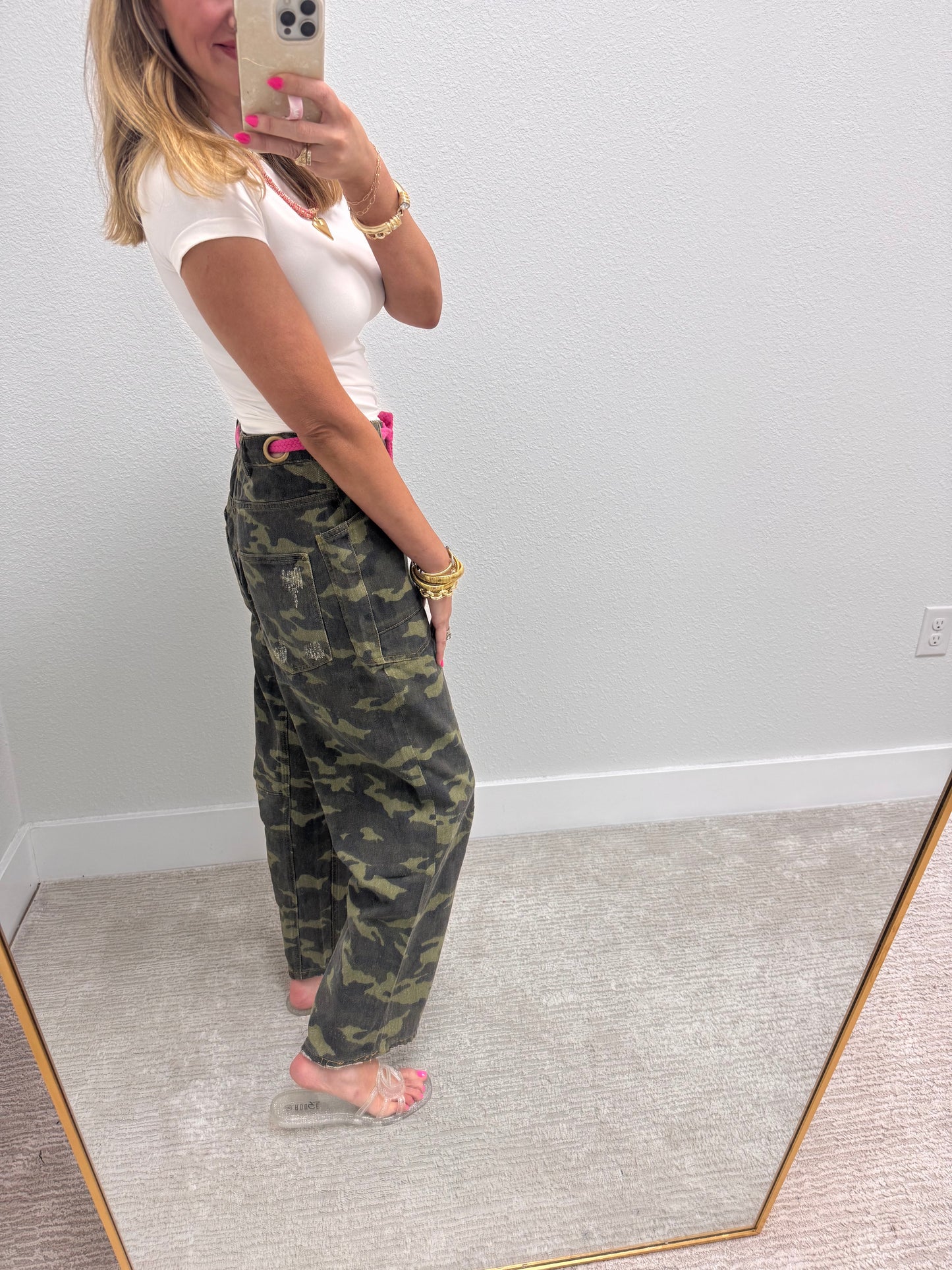 Camo Braided Waist Belt Pants