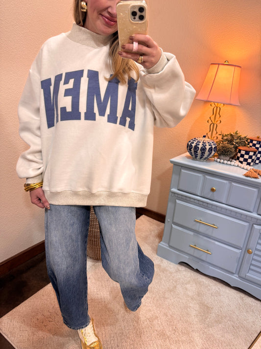 WWJD & AMEN Reversible Mock Neck Pullover