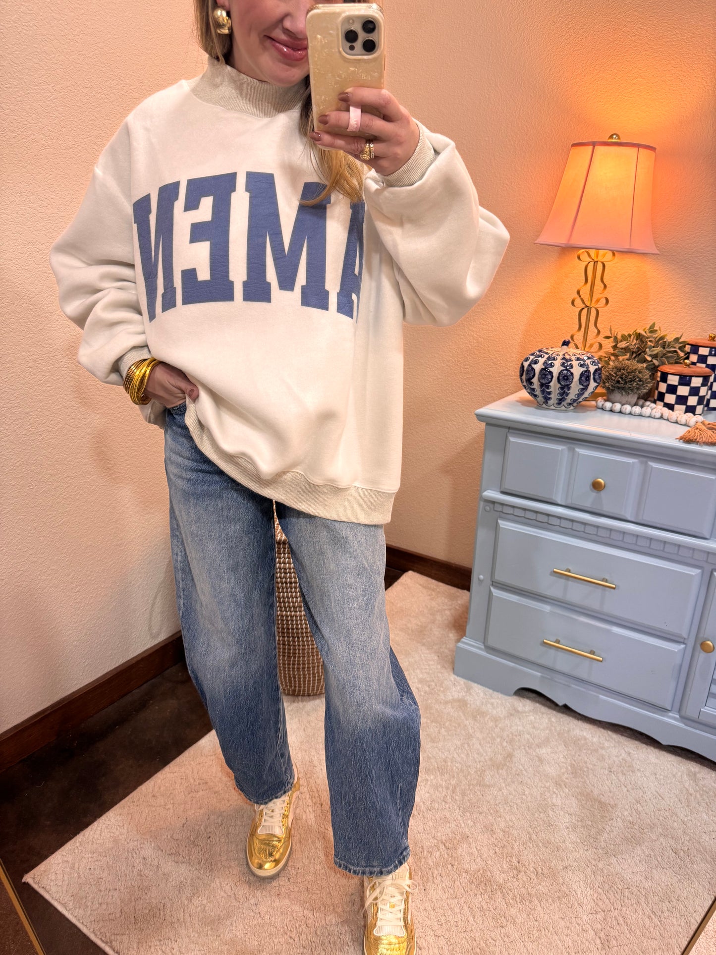 WWJD & AMEN Reversible Mock Neck Pullover