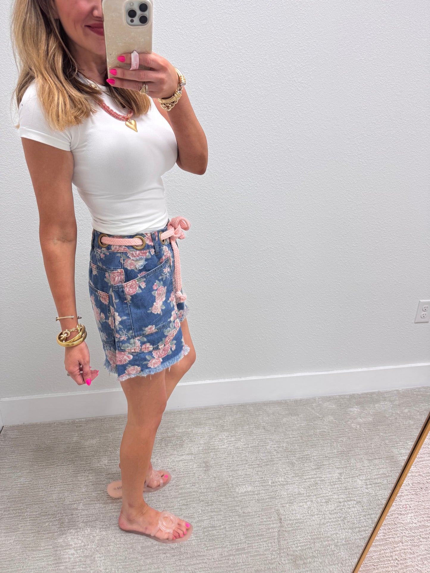 Floral Braided Waist Belt Short