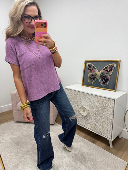 Light Plum Soft Pocket Short Sleeve