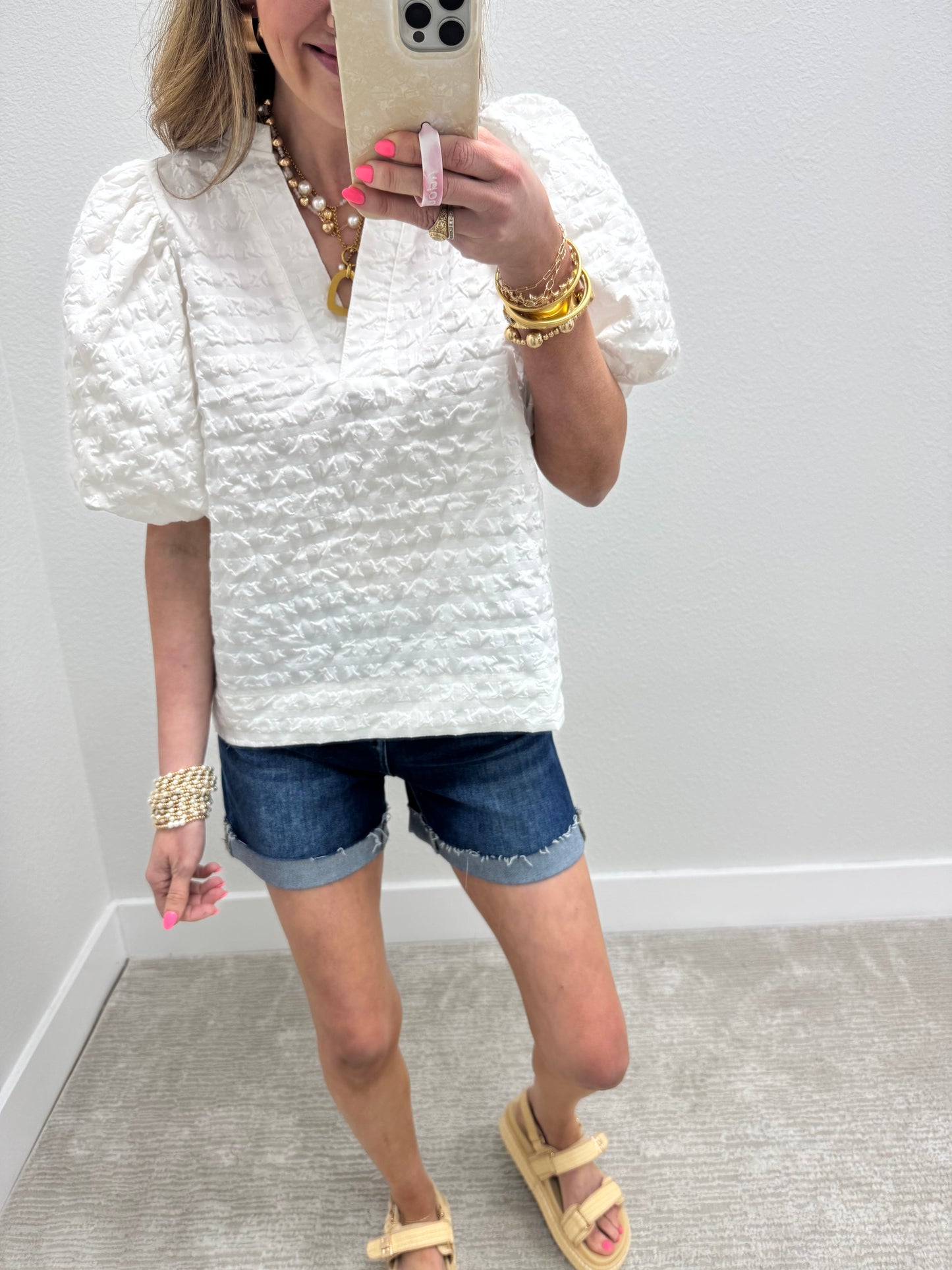Risen Dark Wash High Rise Cuffed Denim Short
