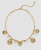 Heart Mix Coin Pearl Chunky Charm Necklace