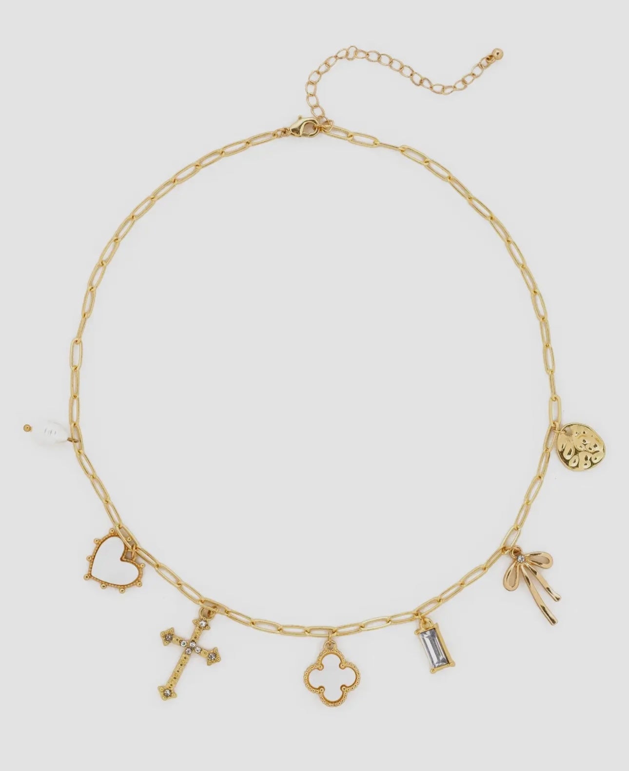 Clover Multi Gold Chunky Charm Necklace
