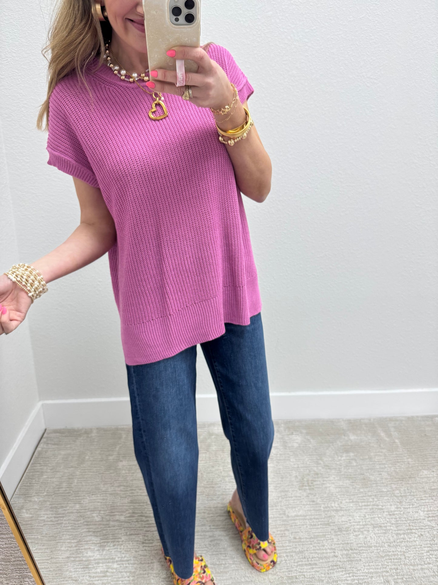 Mauve Knit Short Sleeve Top