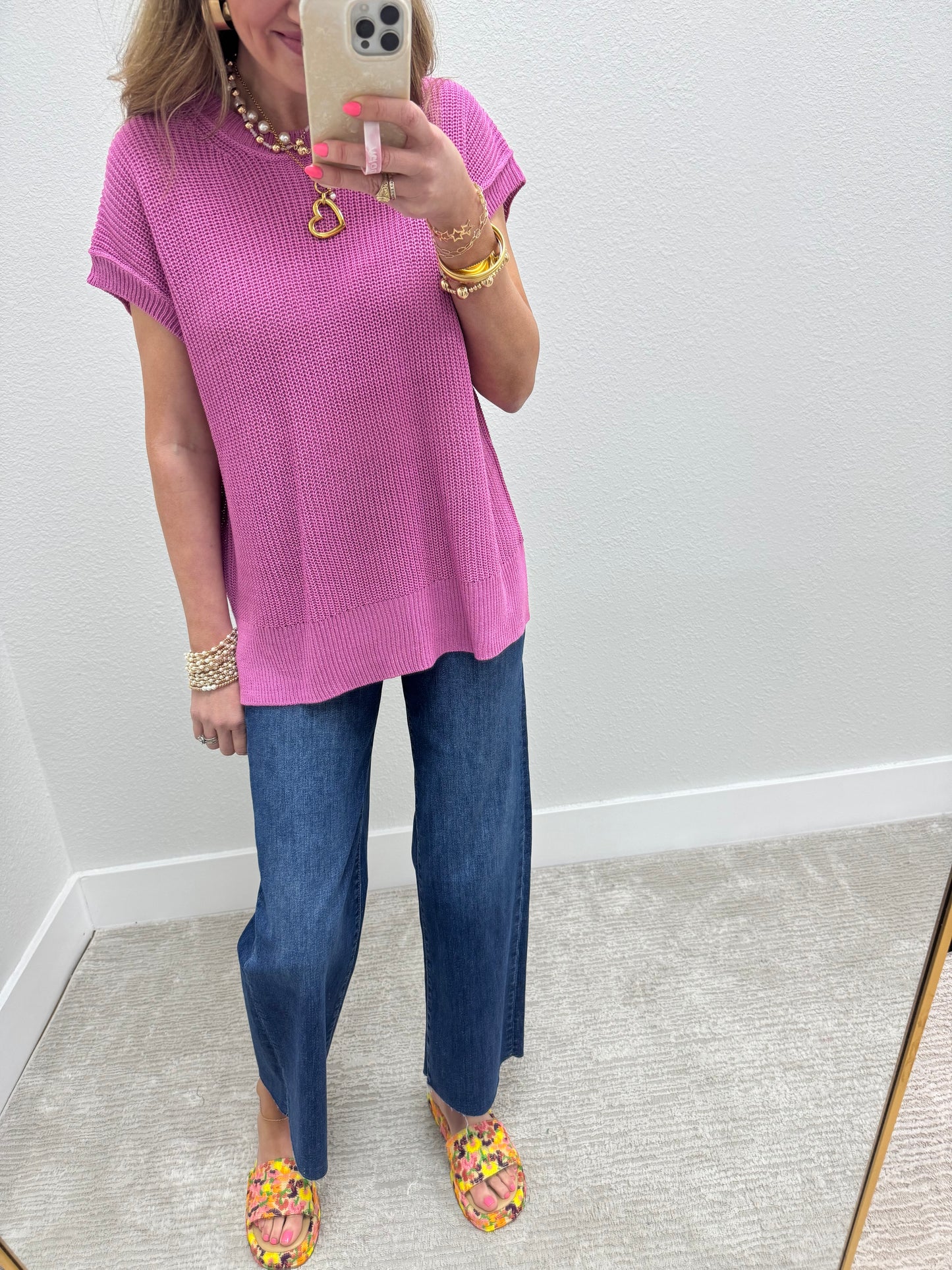 Mauve Knit Short Sleeve Top