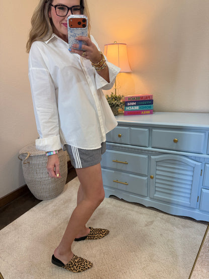 White Button Up Poplin Shirt
