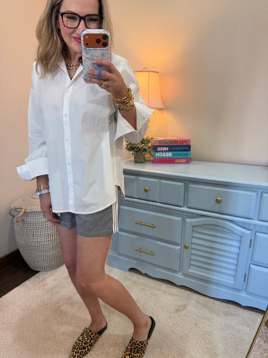 White Button Up Poplin Shirt