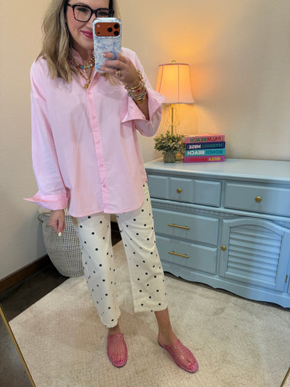 Soft Pink Button Up Poplin Shirt