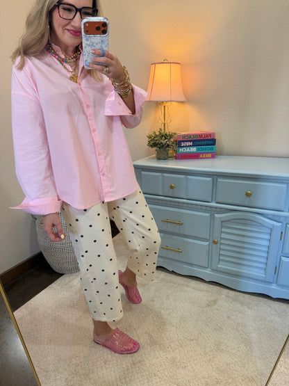 Soft Pink Button Up Poplin Shirt