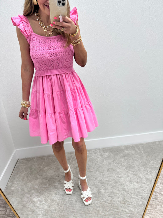 Pink Sweater Top Dress