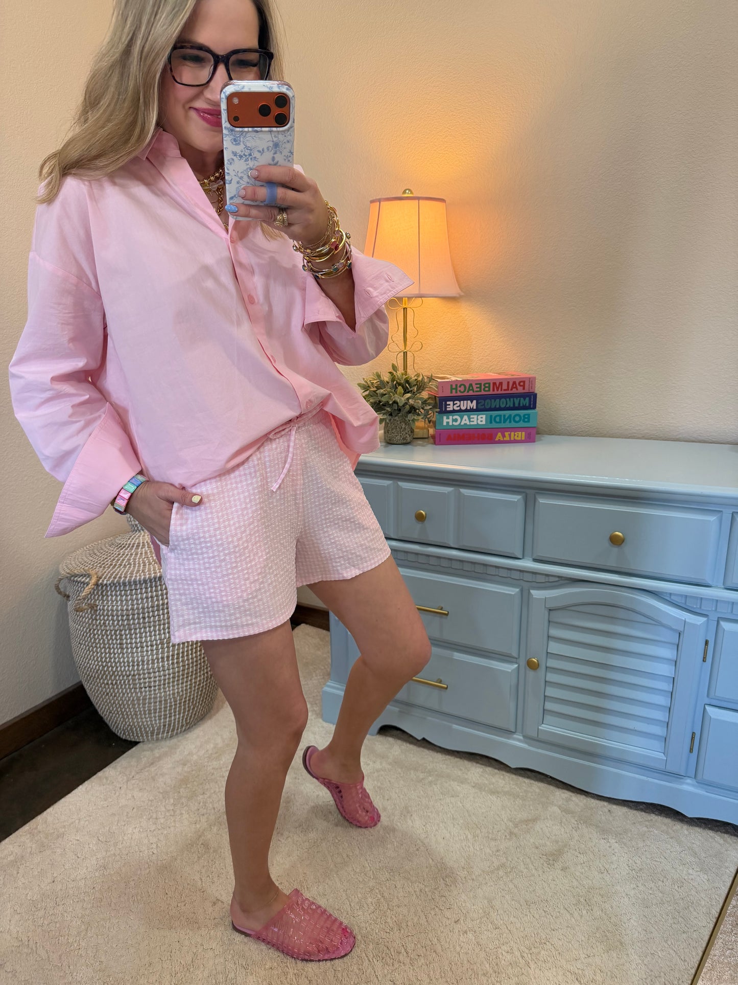 Soft Pink Button Up Poplin Shirt