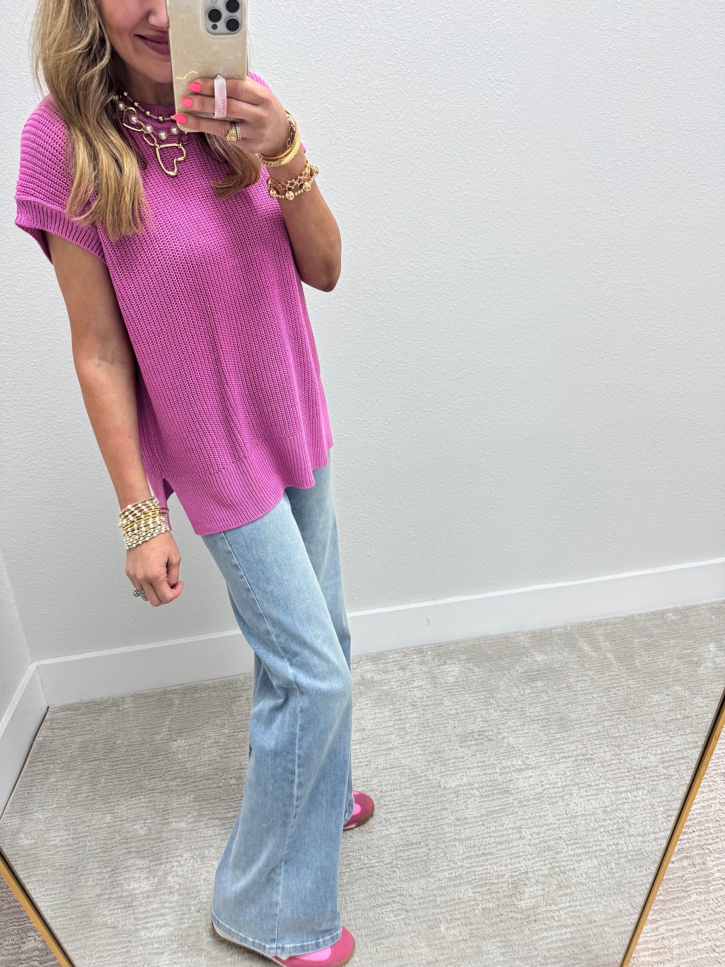 Mauve Knit Short Sleeve Top