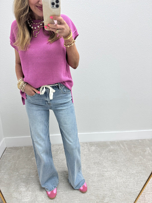 Mauve Knit Short Sleeve Top