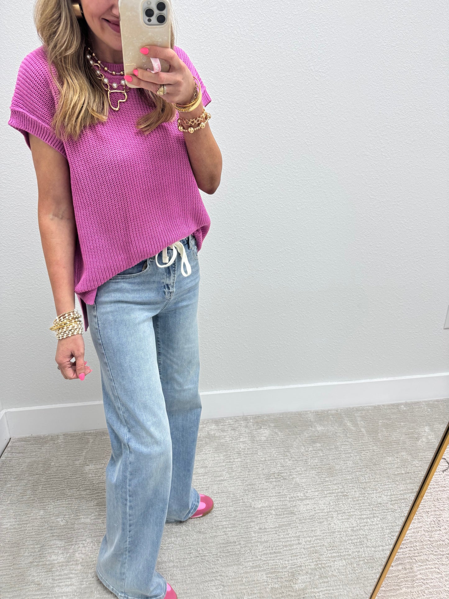Mauve Knit Short Sleeve Top