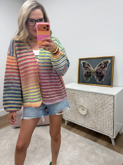 Multi Color Open Cardigan