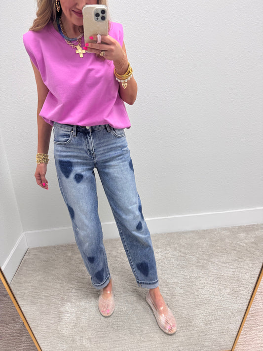 Risen Mid Rise Boyfriend Heart Jeans FS