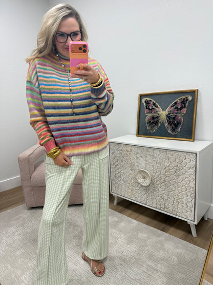 Mock Neck Multi Color Sweater