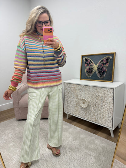 Mock Neck Multi Color Sweater