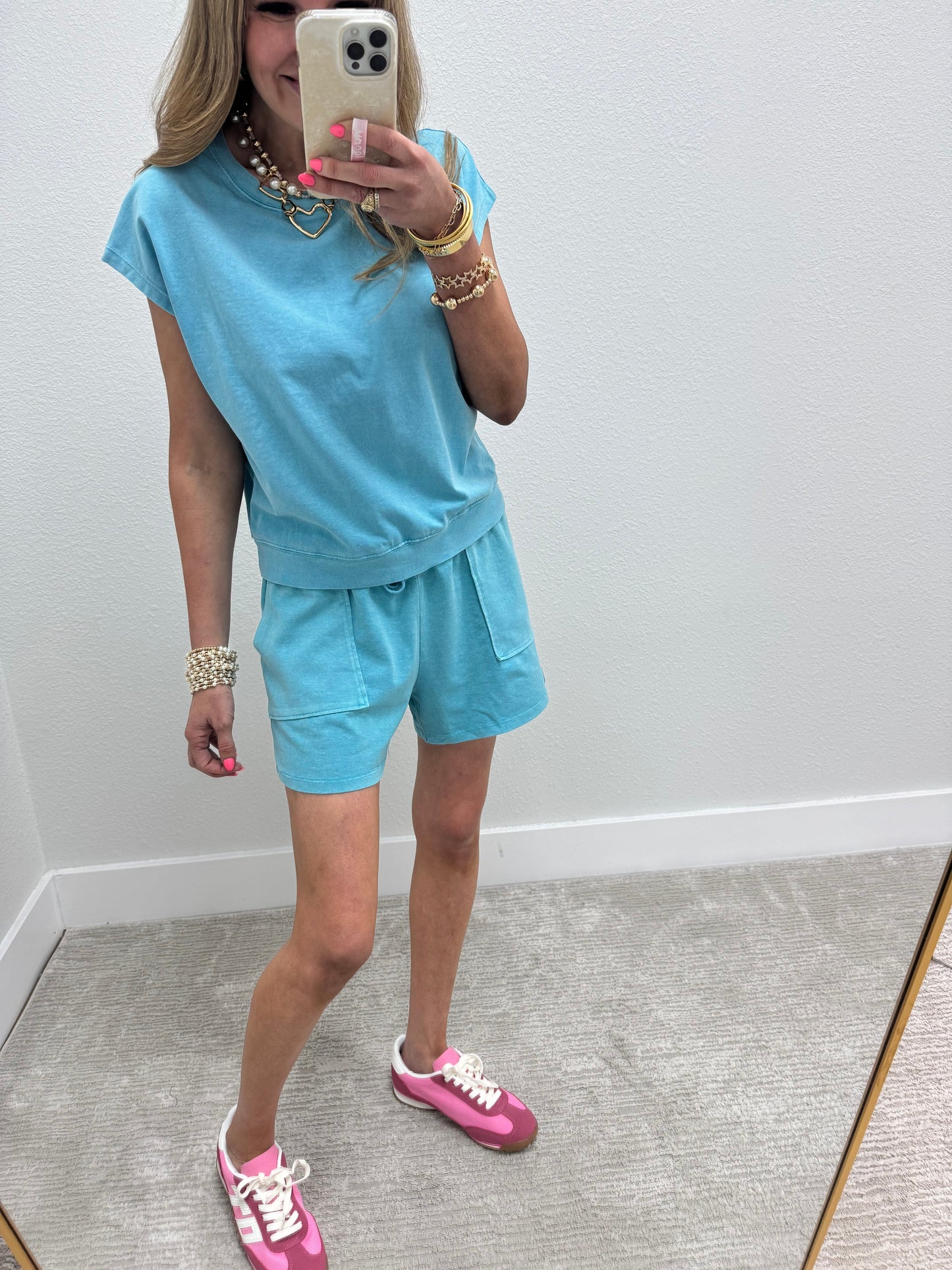 Aqua Two Piece Short Set