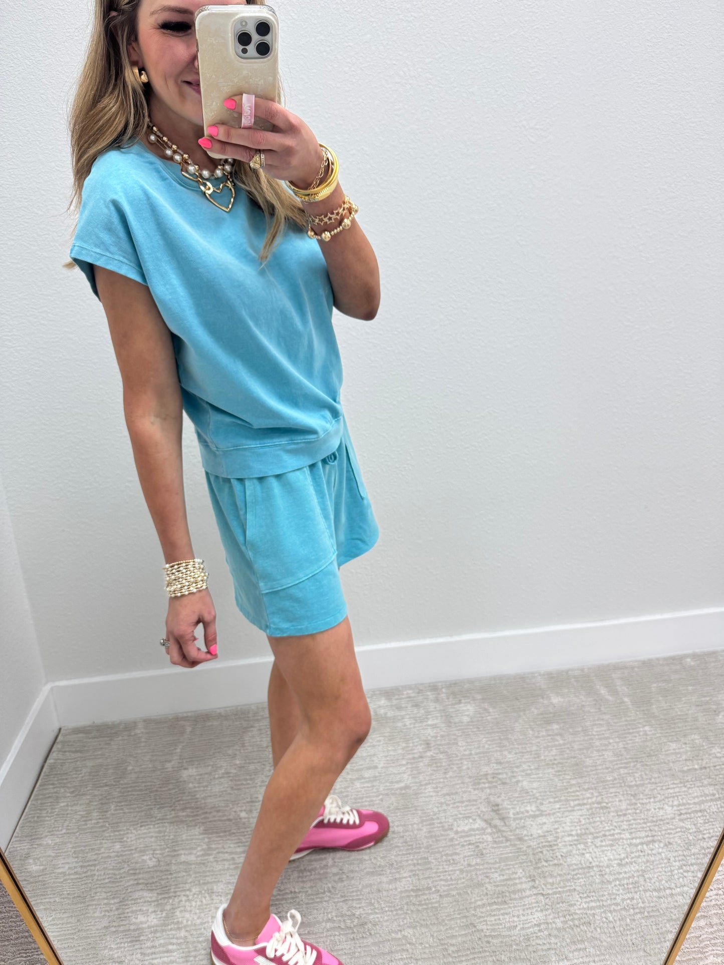 Aqua Two Piece Short Set