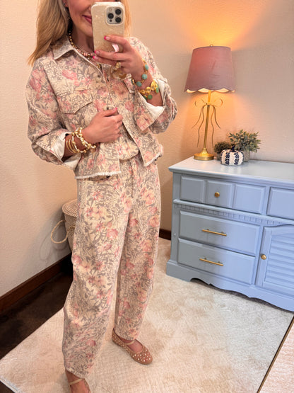 Floral Printed Denim Jacket FS
