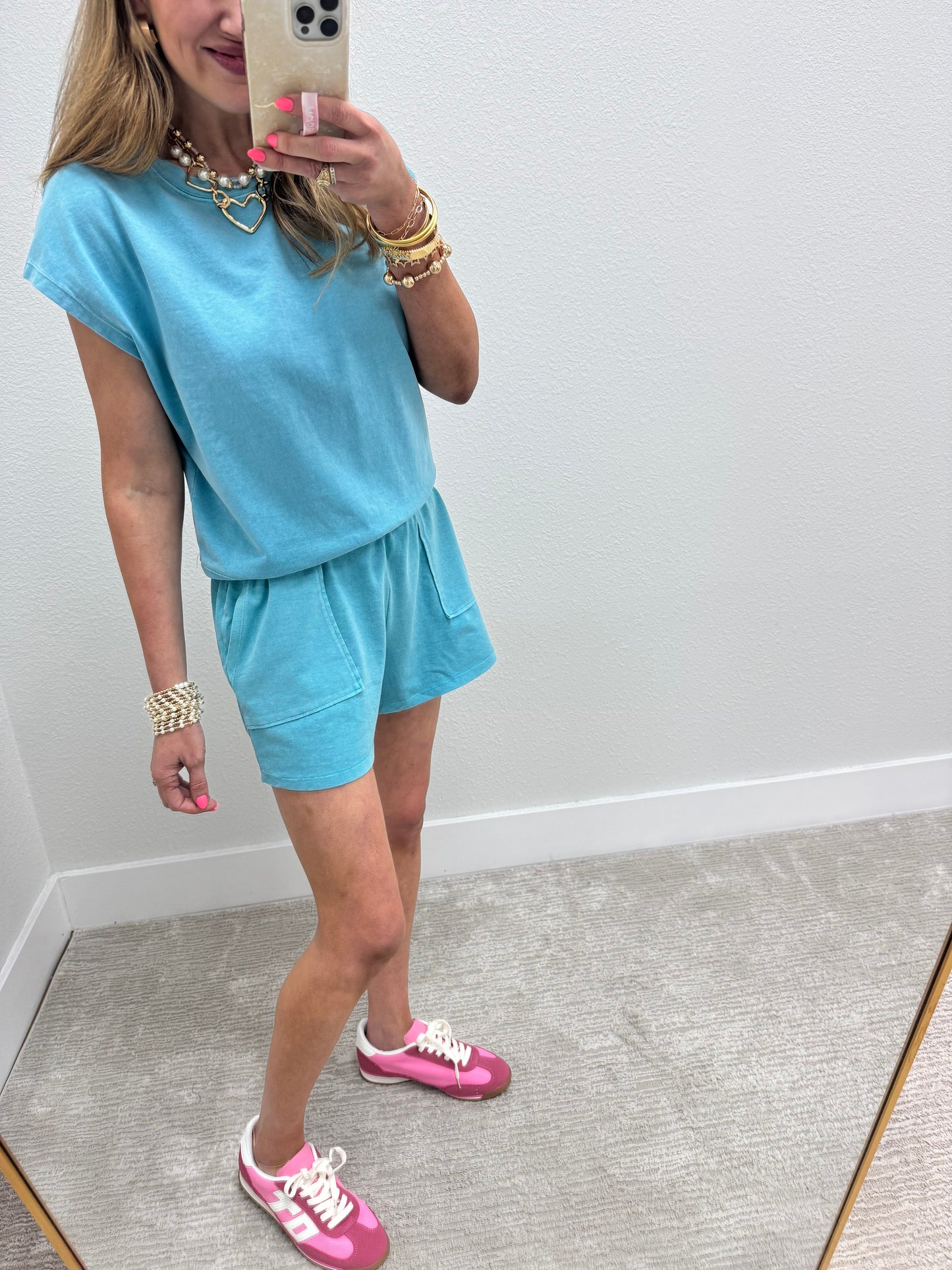 Aqua Two Piece Short Set