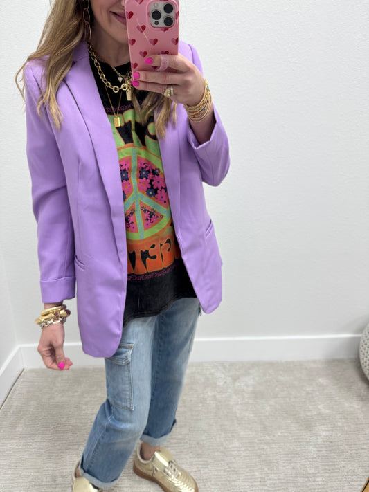 Lavender Open Front Classic Blazer