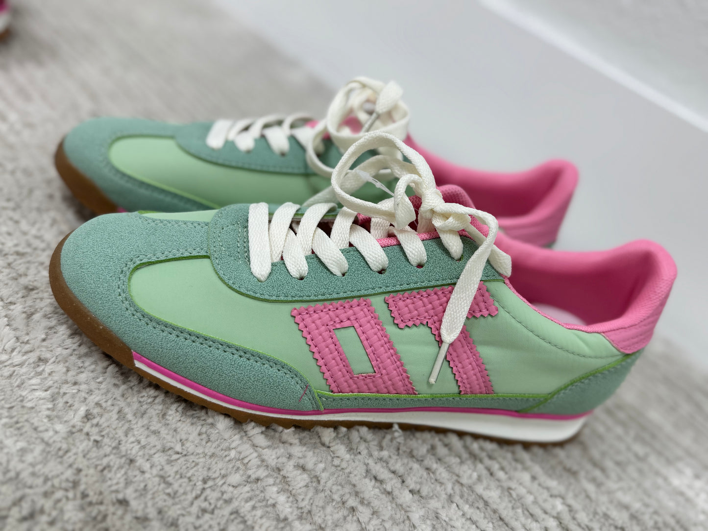 Green and Pink T Sneakers