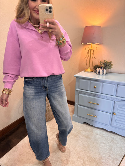 Mauve Scuba Half Zip Pullover Sweatshirt