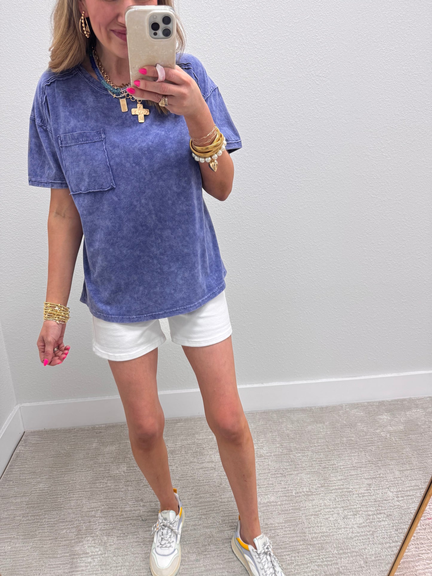 Blue Washed Round Neck