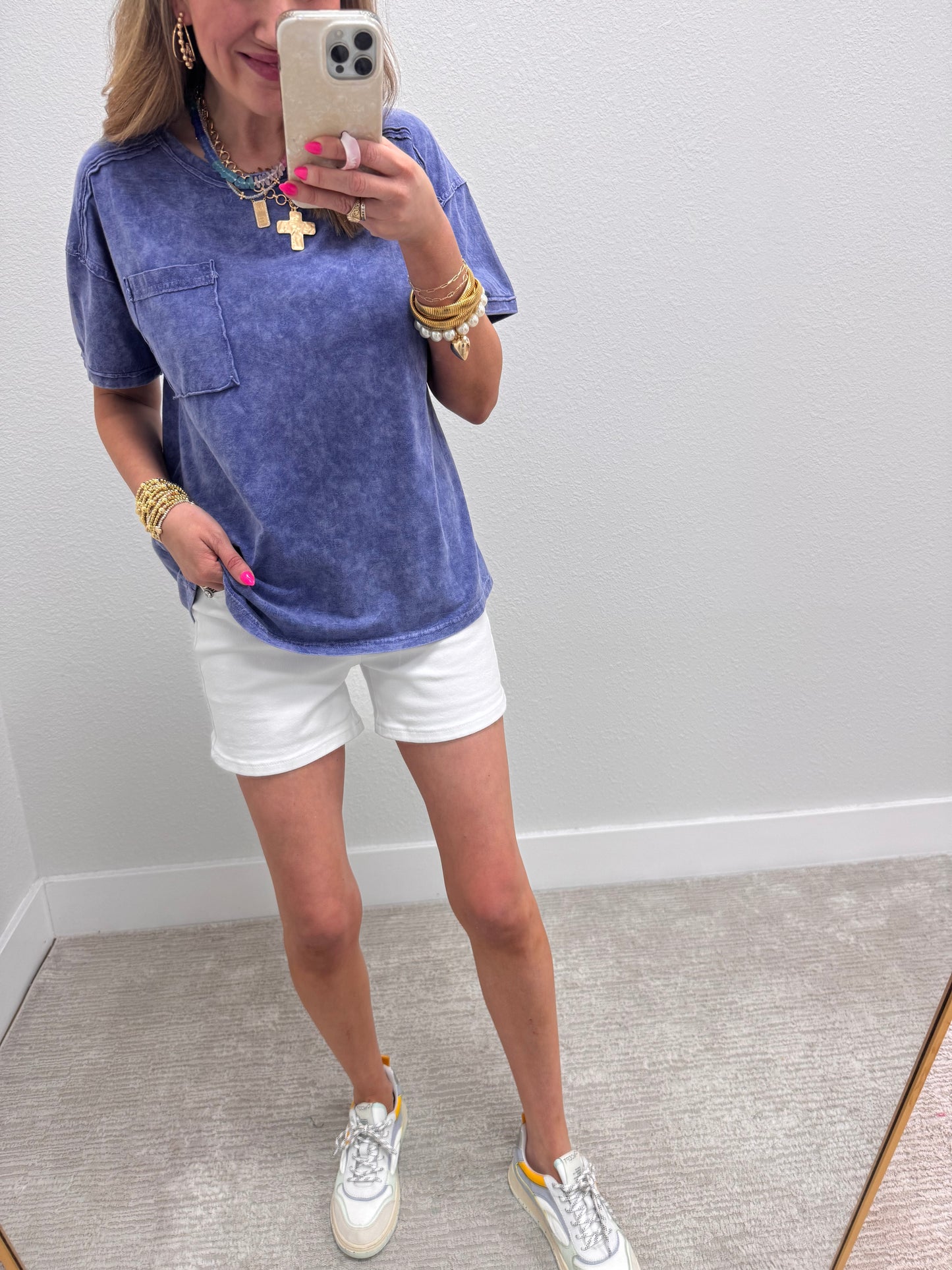 Blue Washed Round Neck