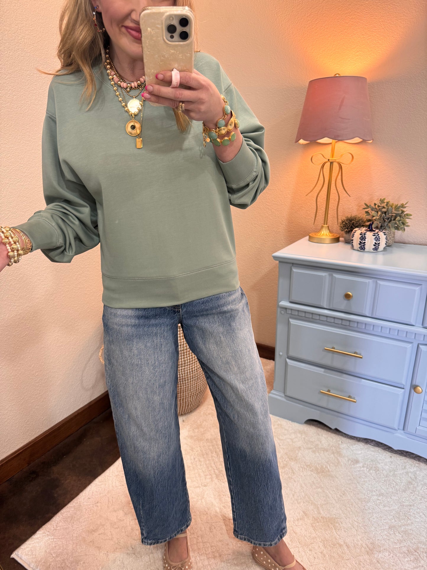 Sage Green Scuba Classic Crew Neck Sweatshirt