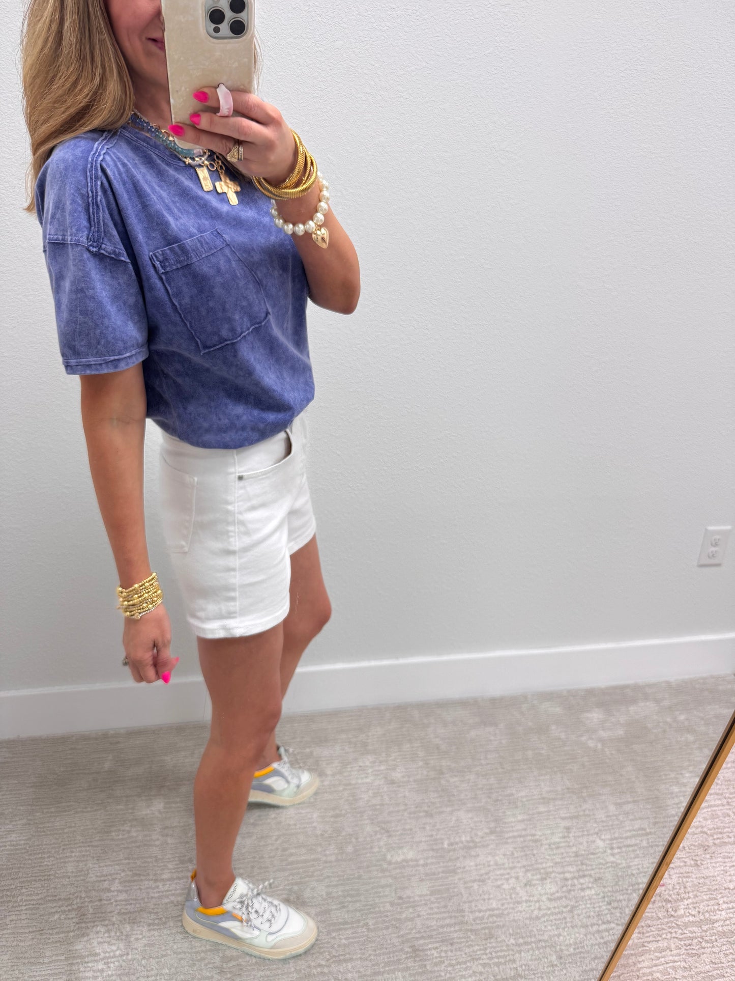 Blue Washed Round Neck