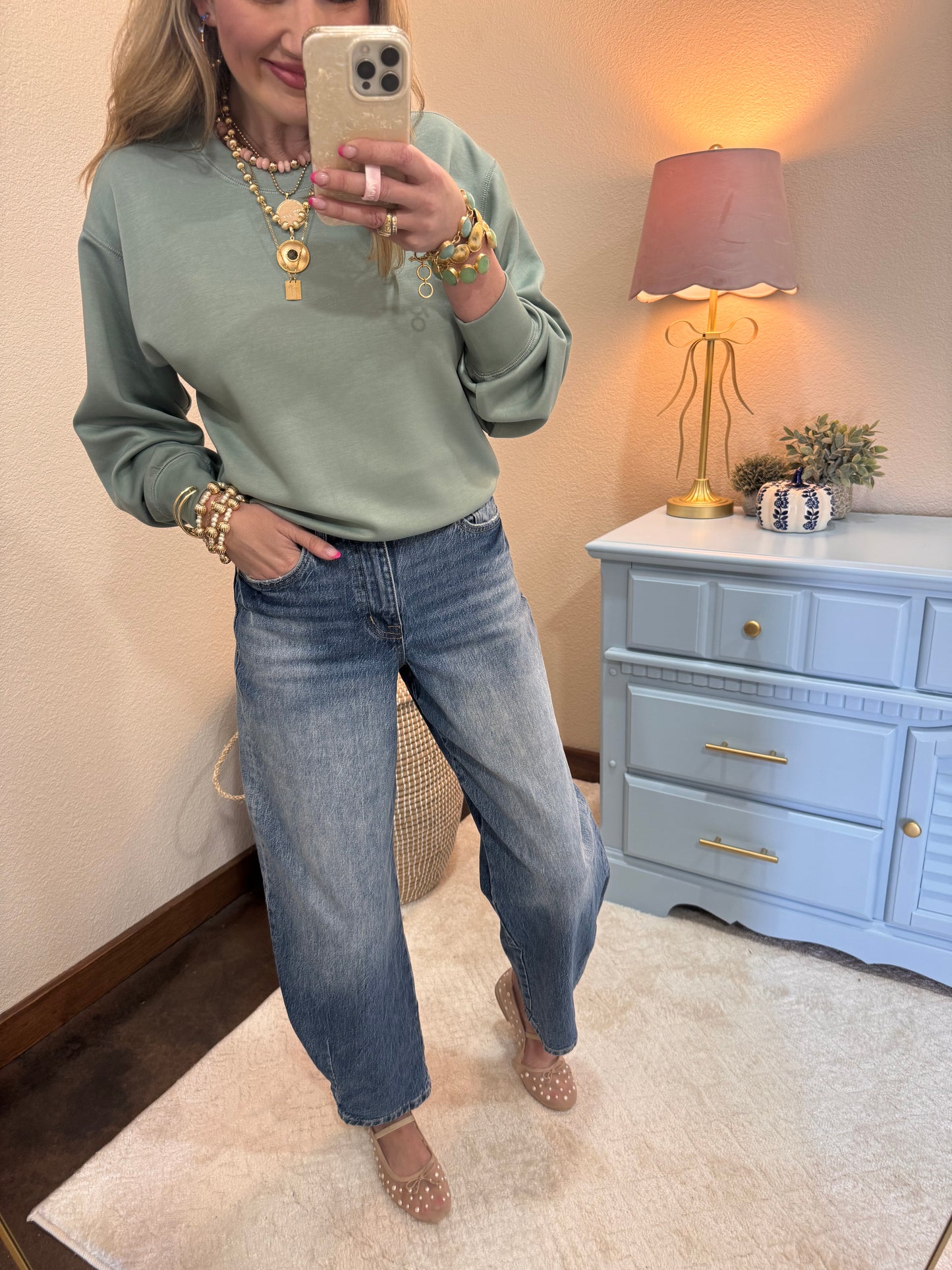 Sage Green Scuba Classic Crew Neck Sweatshirt