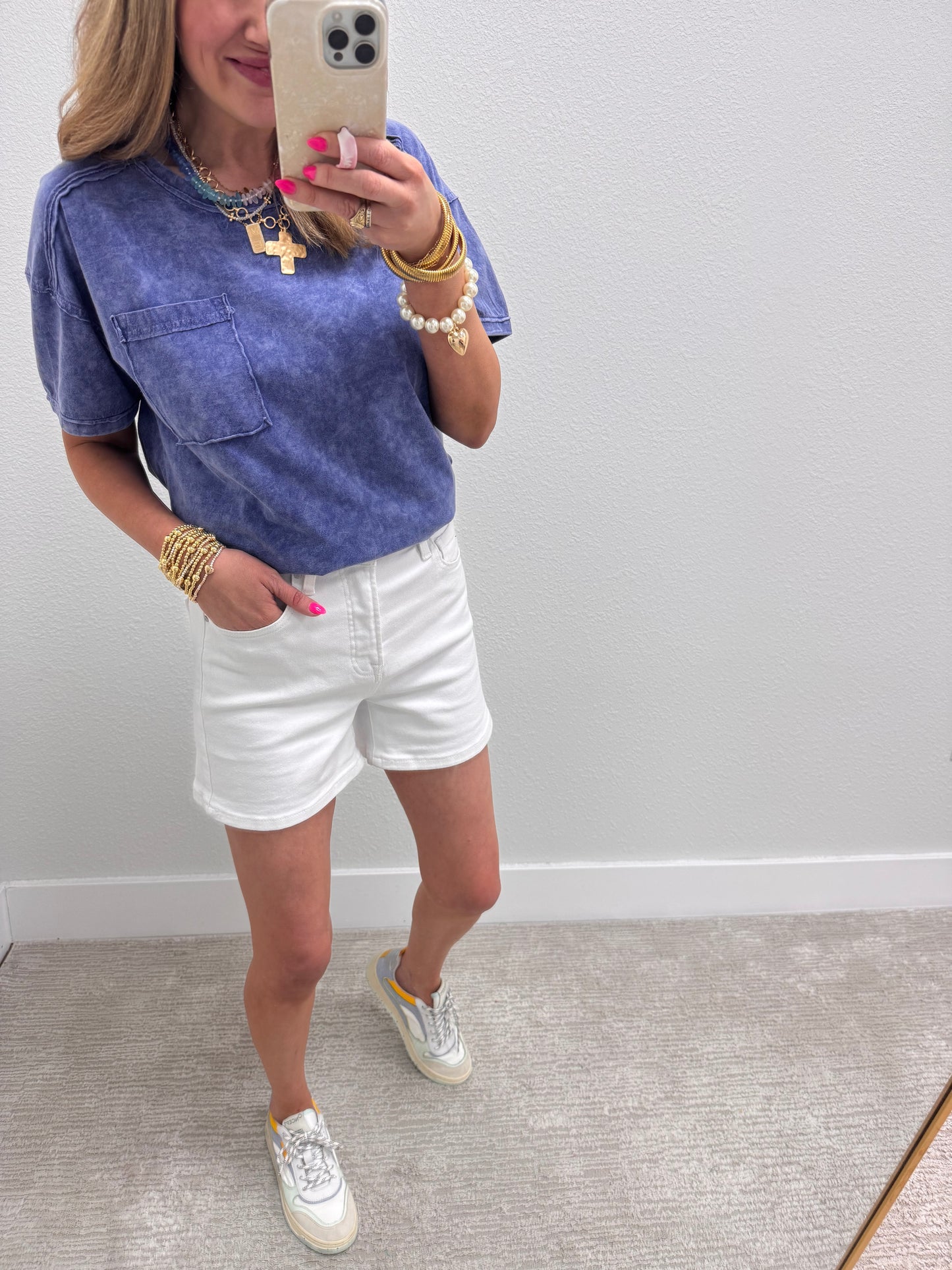 Blue Washed Round Neck
