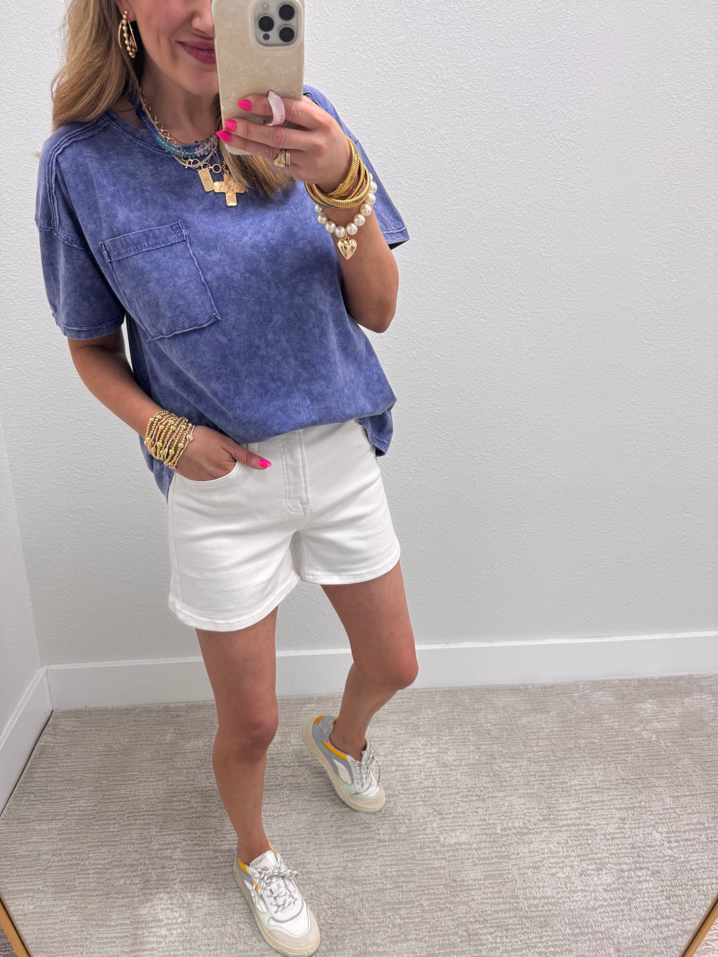 Blue Washed Round Neck