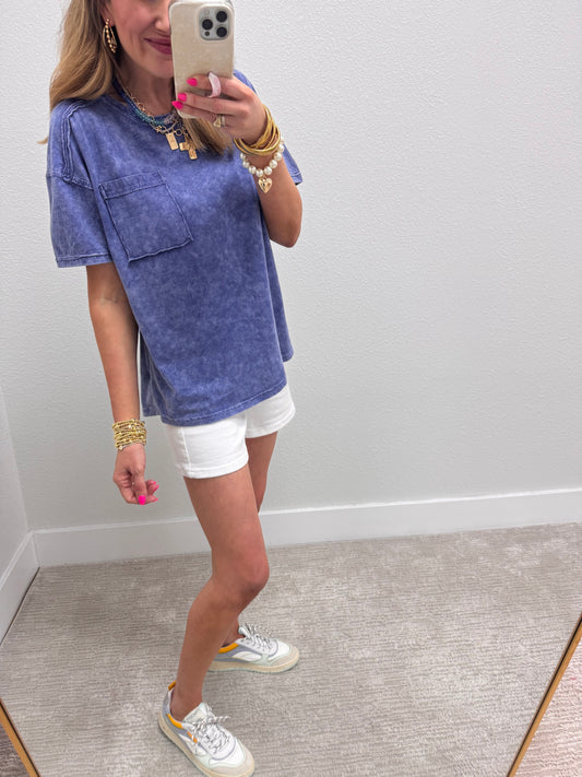 Blue Washed Round Neck