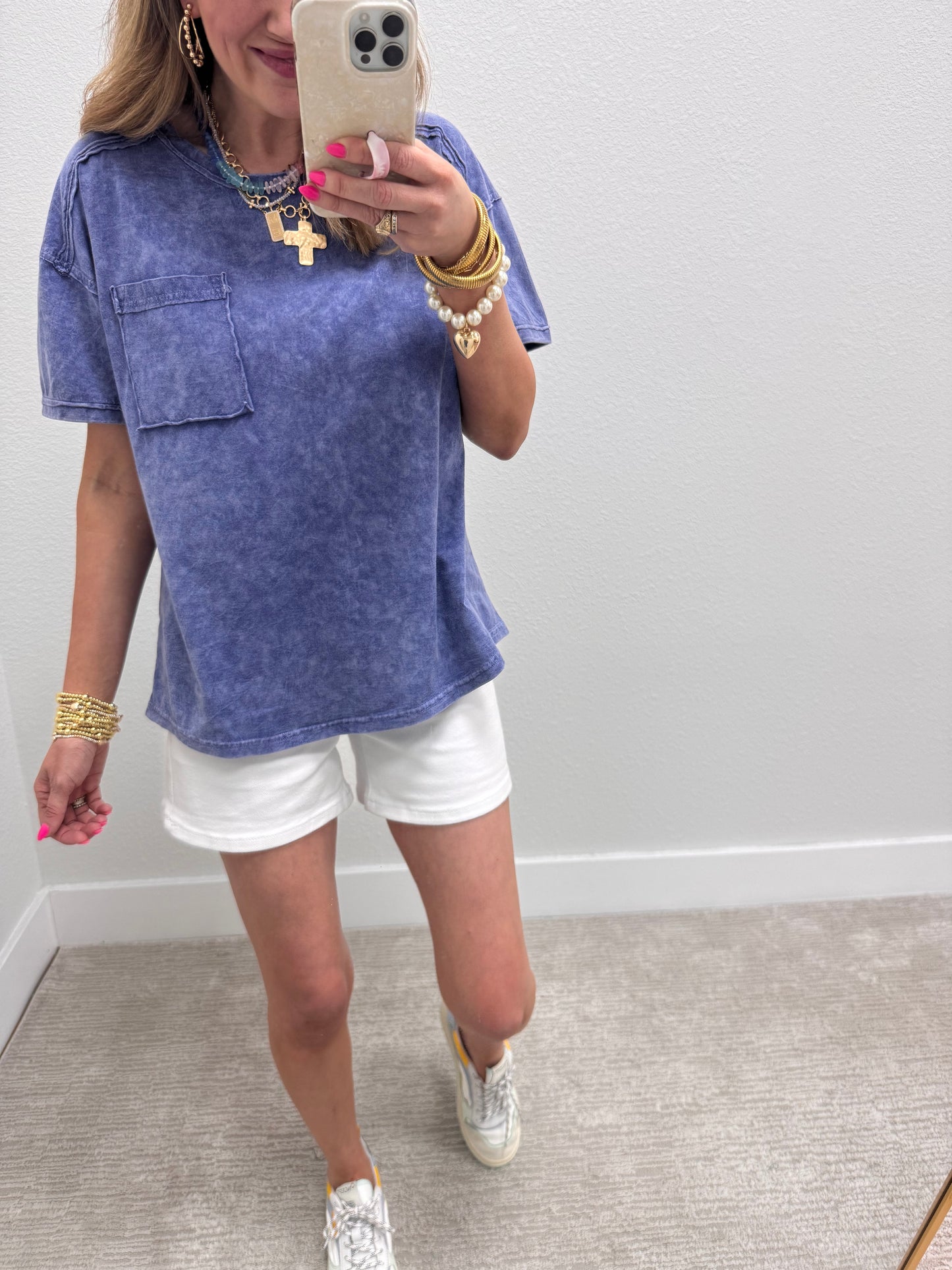 Blue Washed Round Neck
