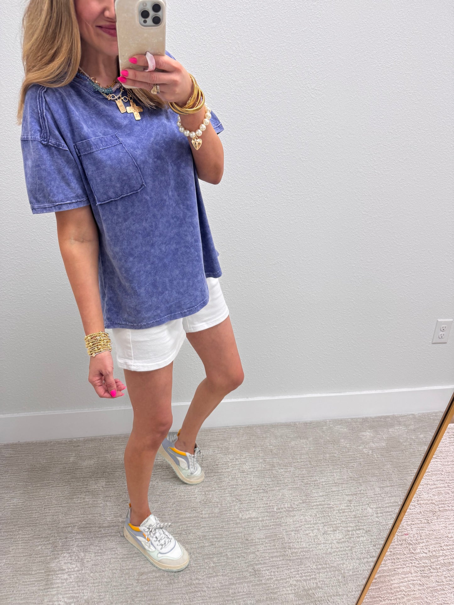 Blue Washed Round Neck