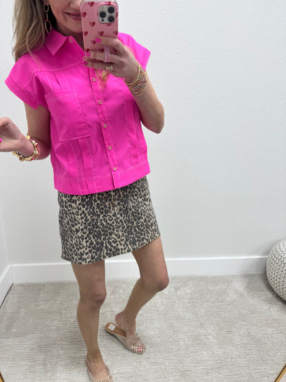 JBD Leopard Denim Skirt