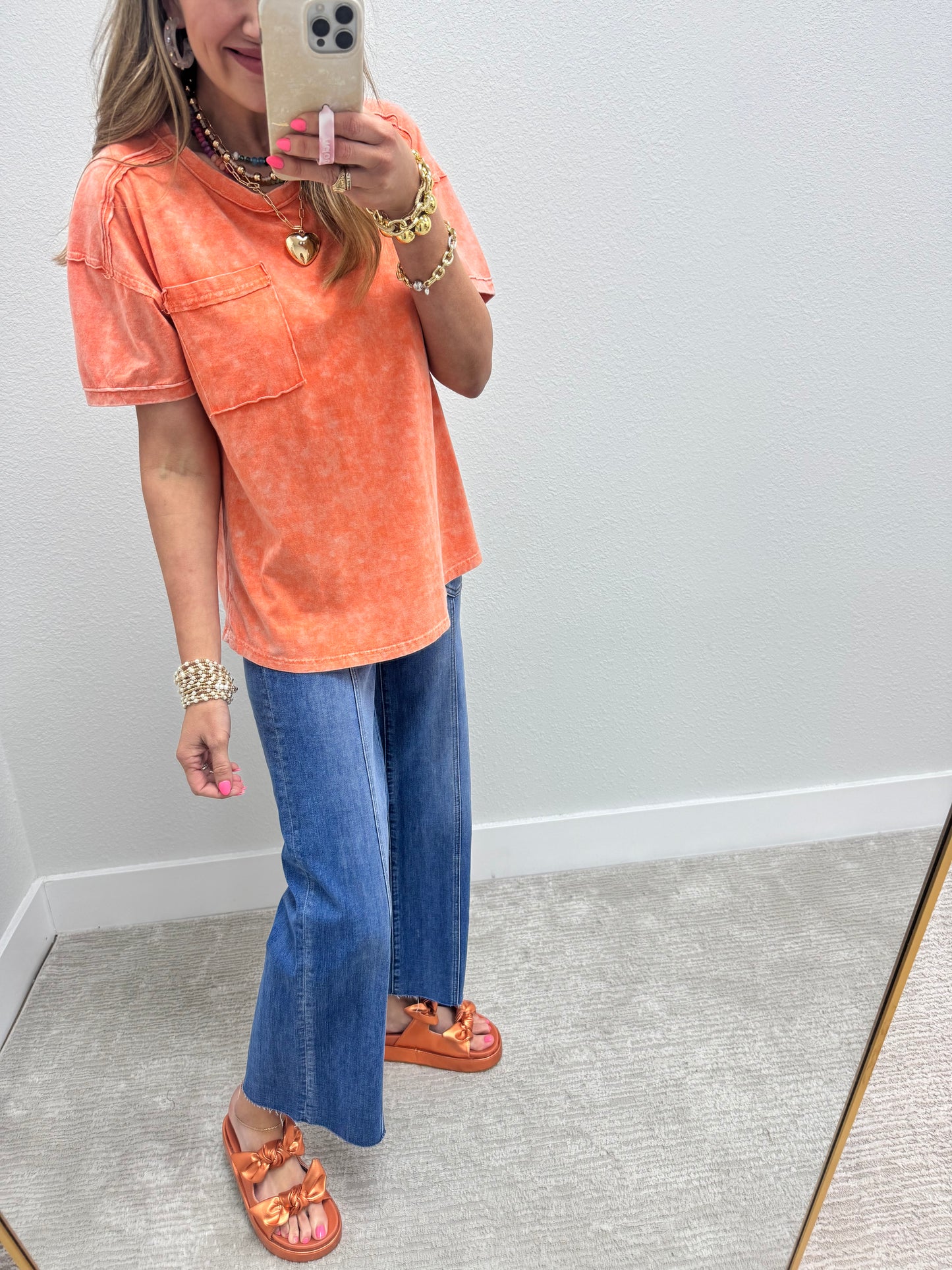 Orange Washed Round Neck